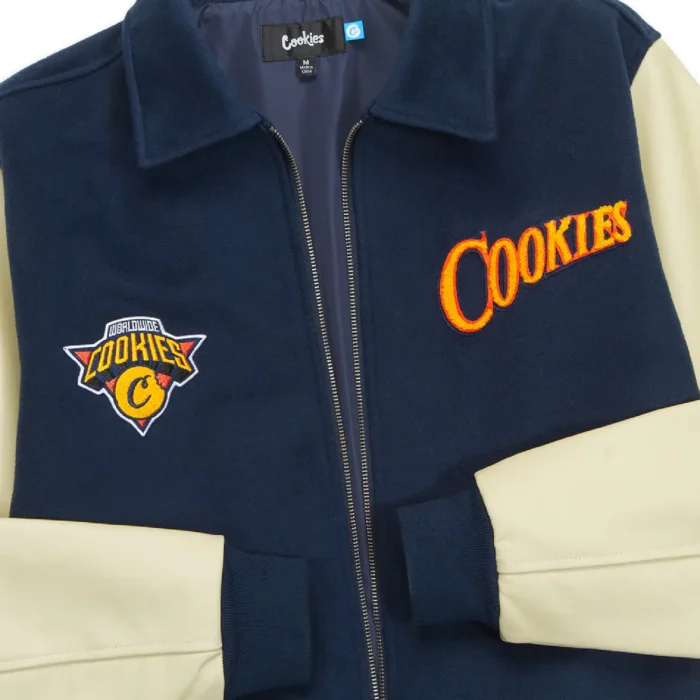 Cookies Full Clip Melton Wool Varsity Jacket Dark Blue (3)