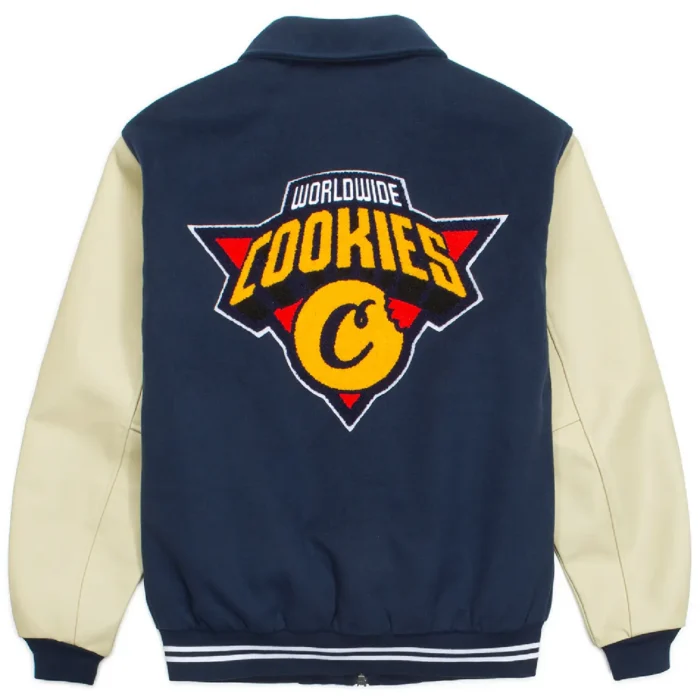 Cookies Full Clip Melton Wool Varsity Jacket Dark Blue (4)
