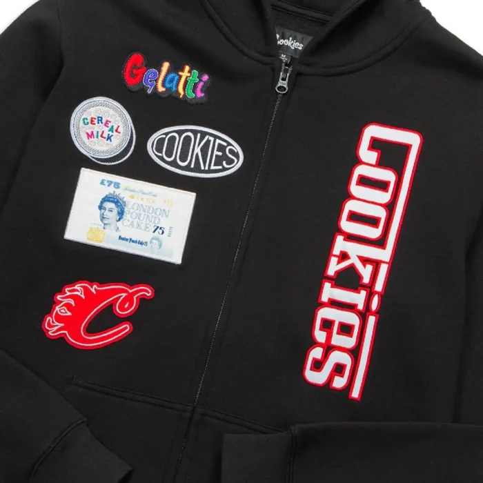 Cookies SF Enzo Full Zip Hoodie with Patches Black (3)