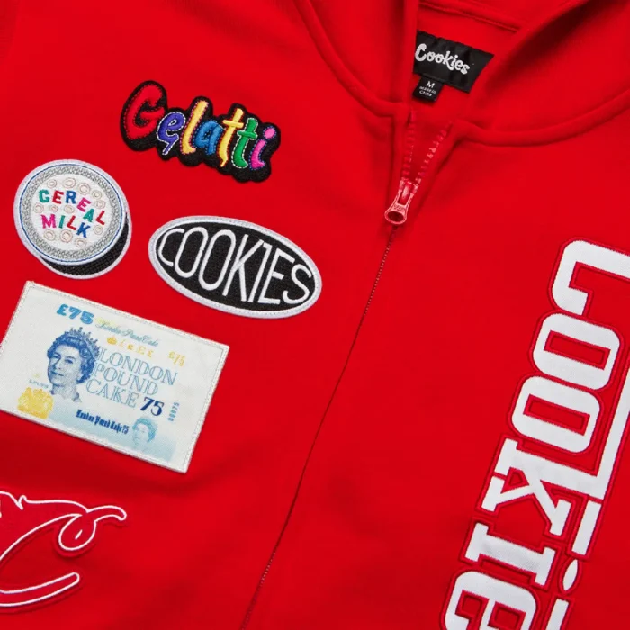 Cookies SF Enzo Full Zip Hoodie with Patches Red (2)